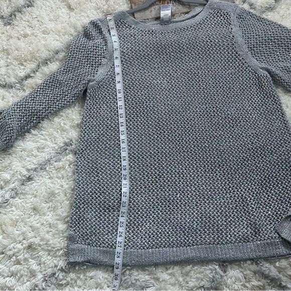 Chico's Gray Crew Neck Sweater with Ribbed Knit - Picture 7 of 7